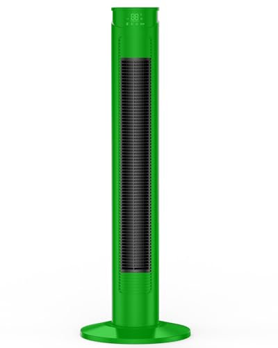JERVAMNI Bladeless Tower Fan with Remote Control – 6 speeds, 12-hour timer, LED display, 70° rotation