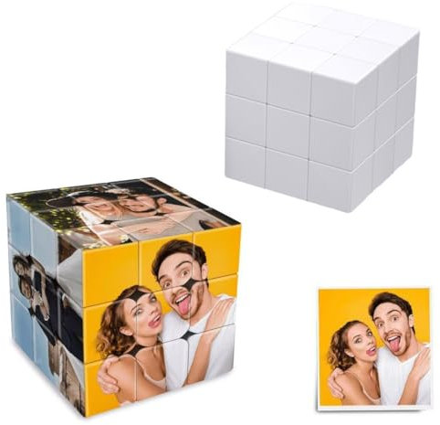 Personalisierte Würfel Puzzle mit Foto, personalisierte Foto Magic Cube 3D drehbare Würfel mit 6 Bildern, für Familie, Freunde, Geburtstag, Weihnachten, Valentinstag, Geschenk