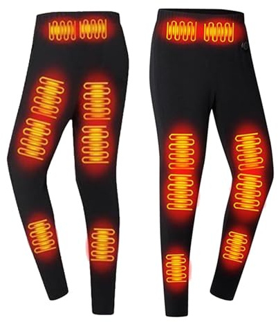 HAOLEI Mens Heated Trousers, Men Thermal Underwear Bottoms USB Electric Heater Heated Pants Winter Warm Velvet Thermal Motorcycle Hiking Trousers with Zip Pockets,16 Heating Pads(No Battery)