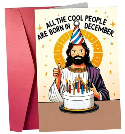 Weihnachtskarten - Jesus-Geburtstagskarte – Lustige Karte für Männer und Frauen | Humorvolle religiöse Grußkarte mit Umschlag, Witzige Geburtstagskarte für Erwachsene, Freunde, Eltern