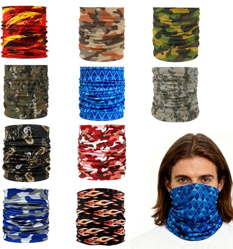 QUIIEOSKIA 10 Pcs Outdoor Multifunktionstuch, Sport Magic Nahtlose Schal | Bandana UV Widerstand Sport Kopfbedeckung für Reiten Motorradfahren Wandern Angeln
