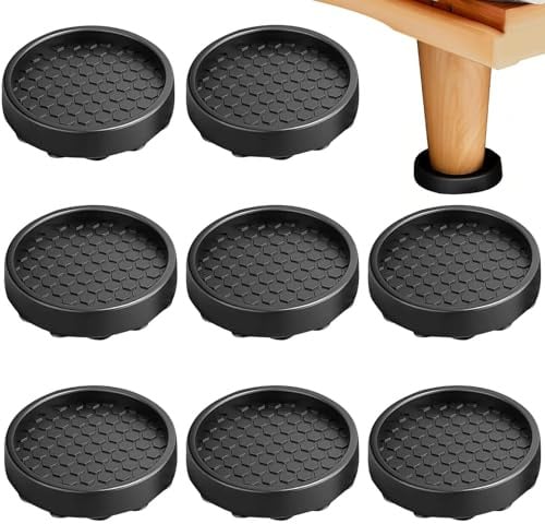 MUNTE 8 Stücke Möbeluntersetzer Rund, Silikon rutschfeste Möbeluntersetzer, Antirutsch Pads Möbel mit Kleinen Saugnäpfen, Schwarz, Innendurchmesser 5 cm, für Bett, Sofa und Schränke