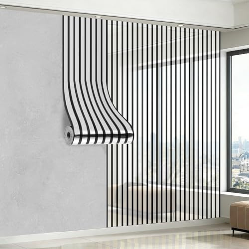 Snewvie Luxury Self Adhesive Wallpaper-2.2mm Thicken Silver Stripe Wallpaper Mirror Reflective,Waterproof-Perfect for Living Room, Bedroom & Rental House to Brighten 40cm x 3m (1 Roll = 13 sq.ft)