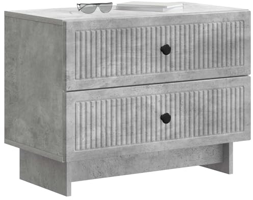 vidaXL Nachttisch Betongrau 62 x 34,5 x 47,5 cm Holzwerkstoff, Geräumiger Nachttisch, Vintage rechteckiger Organizer, kompakte Schlafzimmermöbel, Elegante Tischdeko