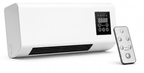 Ventilador de Aire Acondicionado de Pared, Combinación de Calefactor y Ventilador 2 en 1, Aire Acondicionado Inteligente con Control Remoto y Temporizador para Baño, Oficina y Dormitorio