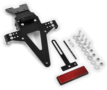 ZIEGER 10002257 Kennzeichenhalter Kennzeichenträger Nummernschild Halter Halteplatte Halterung kurzes Heck Umbau Streetfighter (inkl. Kennzeichenbeleuchtung und Rückstrahler) Standard komplett