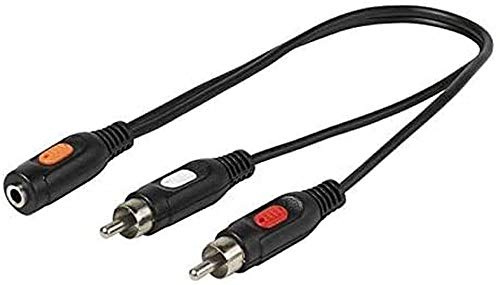 Vivanco 46043 Verlängerungskabel, 3,5-mm-Klinkenstecker auf Cinch-Stecker, 0,2 m
