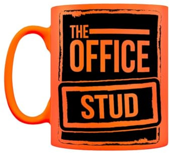 Grindstore The Office Stud Orange Neon Ceramic Mug, Rude Gift, Birthday Present, Funny Gift, Drinkware, Present for Him or Her