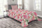 ABAKUHAUS Shabby Chic Tagesdecke Set, Spring Garden Roses, Set mit Kissenbezügen Waschbar, für Einzelbetten 170 x 220 cm, Pink