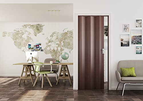 Puerta de fuelle Luciana de PVC, nogal Mansonia 88,5 x 214 cm con cerradura