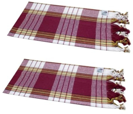 Dufte Momente 2 x Pestemal »Hamamtuch« Classic kariert rot ca. 80x180 cm - 80% Baumwolle, 20% Polyester
