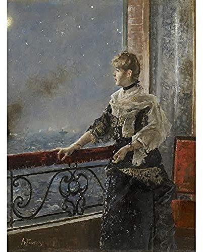 Alfred Stevens Moonlight Au Clair De La Lune, Gemälde ungerahmt Wandkunstdruck, Poster, Heimdekoration, Premium