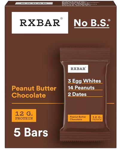 RXBAR Protein Bars, Protein Snack, Snack Bars, Peanut Butter Chocolate, 9.1oz Box (5 Count)