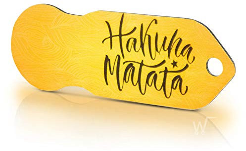 Einkaufswagenlöser ® Hakuna Matata/Entriegler für Einkaufswagen – inkl. 1 Jahr Schlüsselfundservice/Einkaufswagenchip abziehbar/Einkaufschip zum rausziehen/Schlüsselanhänger Metall / 1 Stück