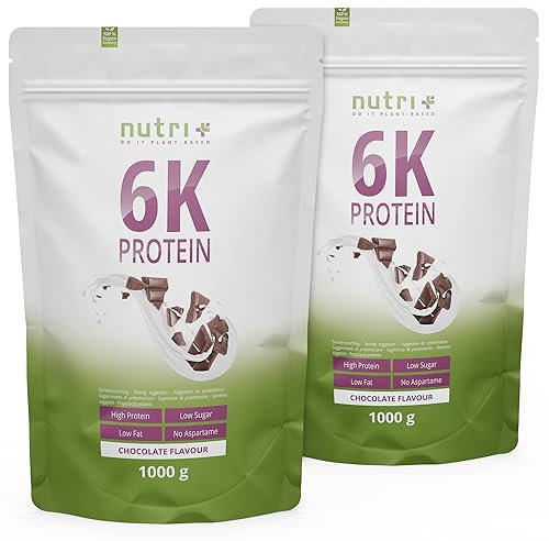 Nutri + Proteinshake Schokolade 2 kg - Low-Carb Eiweißpulver mit gentechnikfreiem Sojaproteinisolat, Mandelprotein etc - Protein Pulver 2000 g