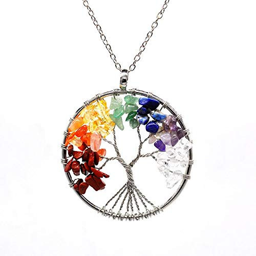 KDO-JOUETS.COM Collier Pendentif Arbre de Vie 7 Chakra