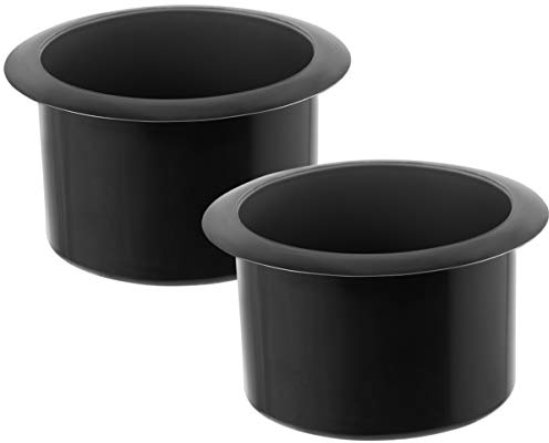 Lot de 2 porte-gobelets encastrés en plastique noir avec insert en plastique pour bouteille de plage, support de boissons pour canapé, camion, inclinable, bateau, porte-gobelet pour voiture