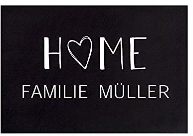 Personalisierte Fußmatte | Fußmatte Familie personalisiert | Fußmatte für Paare & Familien | Heimathafen | Herz im Home (Home #2)