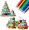 THE TWIDDLERS Weihnachtsbaum & Zug 3D Puzzle Geschenkset zum Ausmalen mit 10 Markerstiften - Selbermachen Basteln, Kreative Aktivität für Kinder & Erwachsene