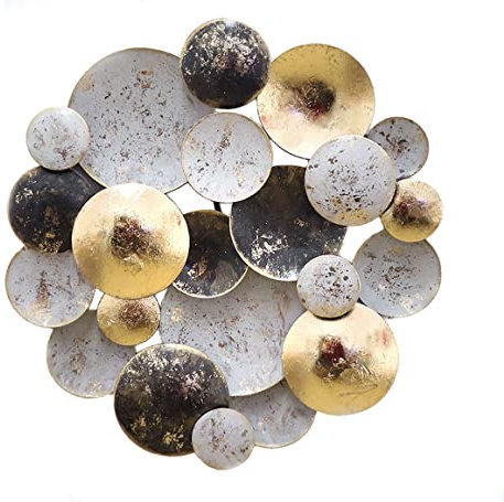 Spetebo Metall Wandbild - 30 cm - in braun Gold weiß - Wandschmuck Wandornament Wandbehang Wandobjekt Tischdeko