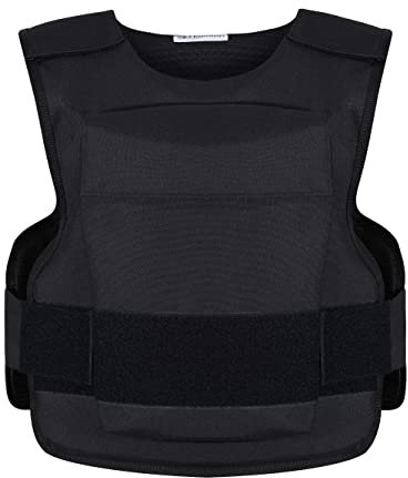 Cordura Carrier With SAPI Plate Pockets Ballistic Level IIIA + Stab Level 2 + Spike Level 2 Overt Vest -Black (X Large - Long)