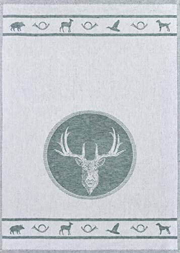 KRACHT Geschirrtuch Jacquard Halbleinen Jagd grün 50x70 cm