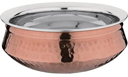 Olympia Medium Handi Copper Serving Dish 150mm - Double Walled, Durable, Wide Rim, Home Restaurant Café Buffet Display Rice Curry Food Serving Pot