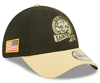 New Era NFL New Orleans Saints Salute to Service 2022 Sideline 39THIRTY Stretch Fit Game Cap, Größe :S/M