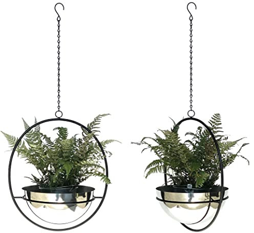DanDiBo Juego de 2 maceteros colgantes para interior y pared, 78 cm, 96087 L, con maceta plateada, colgador para macetas, colgador para macetas
