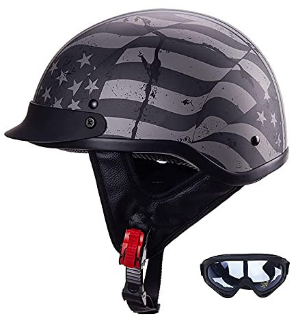 XRDSHY Casco Jet Vintage Casco Scodella Casco Scooter DOT/ECE Omologato,Casco Moto Harley Casco Demi Jet con Occhiali Uomo Donna,B-M