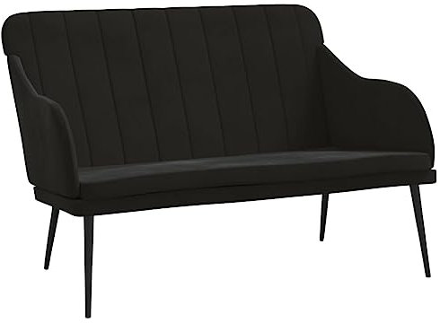 vidaXL Sitzbank, Bank Polsterbank mit Rückenlehne Armlehne, Sofa Flurbank für Wohnzimmer, Garderobenbank Metallgestell, Modern, Schwarz Samt