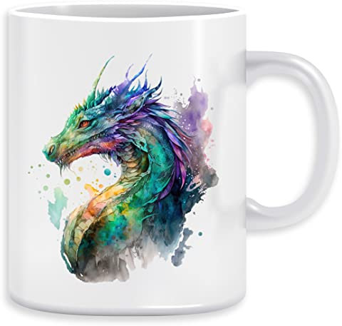 Fantasy-Drache Im Aquarell Kaffeebecher Becher Tassen Ceramic Mug Cup