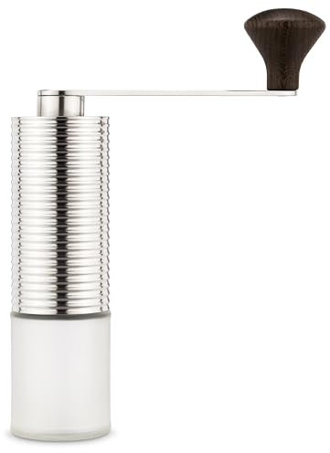 millone compact manuelle Kaffeemühle präzise Mahlgradeinstellung, zwei Edelstahl Mikrokugellager, klappbarer Griff, Bohnenbehälter 30 g, inkl. Ersatzglas + Reinigungsgranulat