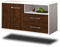 Lqliving Lowboard - Unterschrank Memphis, Wandmontiert, Korpus: Weiss matt, Front: Holz-Design Walnuss (92x49x35cm), mit Metall Griffen, Made in Germany