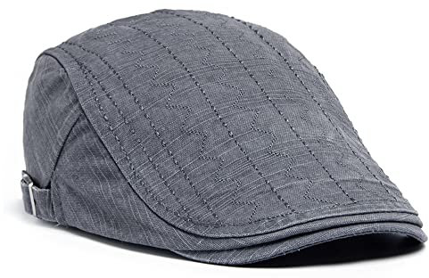 FBBULES Baumwolle Flatcap Baskenmütze Barett Atmungsaktive Schirmmütze Gatsby Newsboy Hut für Herren Damen, Verstellbare 55-59CM Vintage Cabbie Cap (Grau)