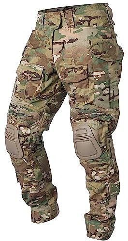 IDOGEAR Pantaloni da Combattimento G3 con Ginocchiere Pantaloni Cargo Uomo Tattici Pantaloni da Lavoro Camouflage Militare Multi-Pockets(Camo,XX-Large(38W x 33L))