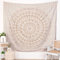 RAJRANG Goldener Mandala-Wandteppich, Queen-Size-Größe, für Schlafzimmer und Wohnzimmer, Wandbehang, Baumwoll-Wandteppiche 230 x 213 cm