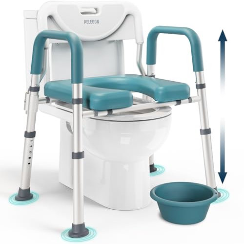 PELEGON Raised Toilet Seat With Handles (400lb) - Adjustable 3 in 1 Commode Chair For Toilet With Arms, Toilet Riser With Handles, Toilet Chair Over Toilet, Handicap Toilet Seat For Elderly & Disabled