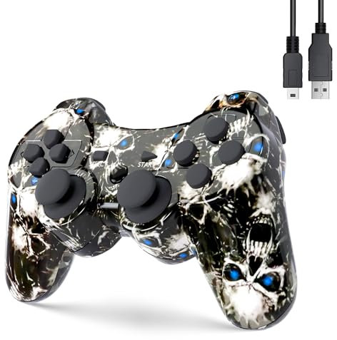 TUOZHE Wireless Controller for PS3 High Performance Double Shock Gamepad Joystick Remote Compatible with Play station 3 (Black Ghost)