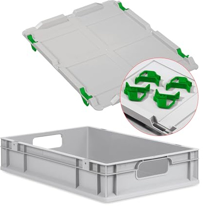 goodsforbusiness Eurobox NextGen Economy 60x40x12cm, Verschlüsse Grün