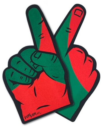 FUN FAN LINE Schaumstoff-Hand mit Riesigen Finger - Landesflaggen für Sportliche Feiern - Stadion-Animationshandschuh - 2 Einheiten Doppelseitig 46 x 27cm. (Portugal)
