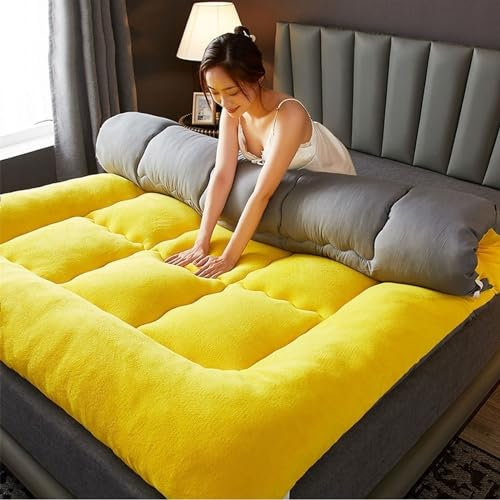 KV-OOGG Warme Futon-Bodenmatratze, japanische Klappmatratze zum Aufrollen, Isomatratze, tragbare Camping-Matratze, Schlafsofa Matratze, Doppel-Plüsch-Einzelbettmatratze (Farbe: B, Größe: 90 x 200 cm)