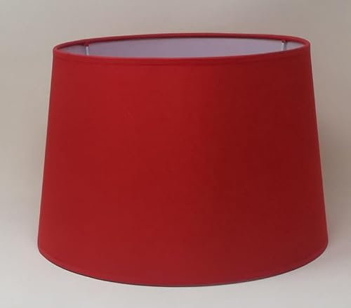 30 cm Lampenschirm, Baumwollstoff mit weißer PVC-Rückseite, handgefertigtes Produkt, für Tischlampe, Stehlampe (Rot)