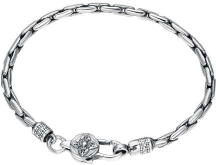 ForFox 3.5mm gliederarmband 925 sterling silber ketten armband mit vajra dorje verschluss für herren damen 20cm