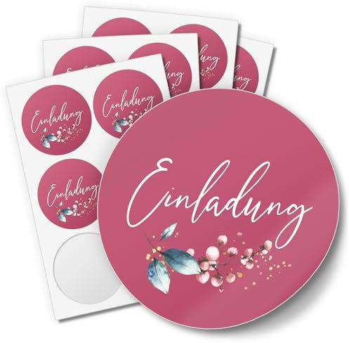 48 Aufkleber EINLADUNG Hochzeit Geburtstag Danke Taufe Etiketten Gastgeschenk rund 4cm Motiv 3