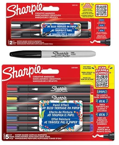 Sharpie Acrylmarker Satz plus schwarzer Twin-Tip-Marker