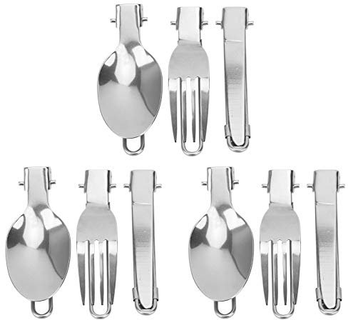 Folding Cutlery, 304 Stainless Steel Material, Folding Dinner Flatware Spoon Fork Knife Set Picnic Spoon Fork Knife