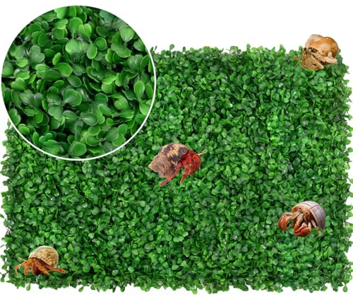Hermit Crab Climbing Toys - 15x24 Inch Faux Grass Mat, Fake Turf Climbing Wall, Plastic Aquarium Plants Lawn for Hermit Crab, Gecko, Reptile, Lizard Habitat