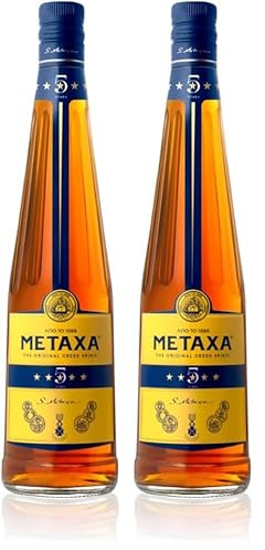Metaxa 5 stelle 70cl - Distillato con raffinate note di fiori d'arancio e albicocca. 38% Vol. (Confezione da 2)