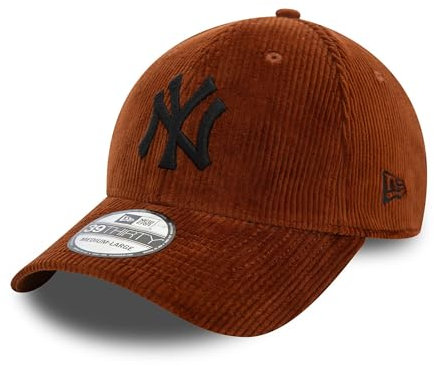 New Era New York Yankees Berretto da Baseball MLB Velluto a Coste Cappellino Logo della Squadra Visiera Curva Marrone